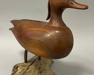 Vintage Folk Art Carved Wood Standing Duck Decoy

