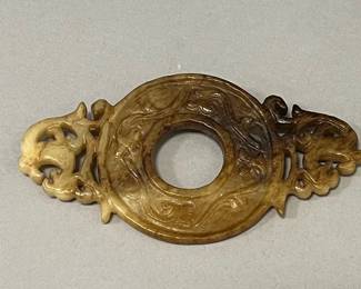 Vintage Chinese Carved Soapstone Brooch 