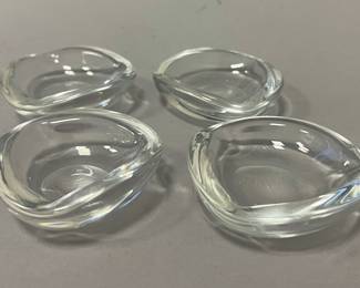 Set of 4 Mid Century Modern Glass Individual Ashtrays 
