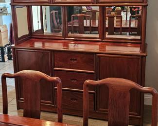 Rosewood Asian China Cabinet and Dining Table with Chairs 75% off
