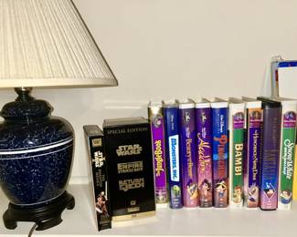 Lamp, VHS tapes, Disney and Star Wars