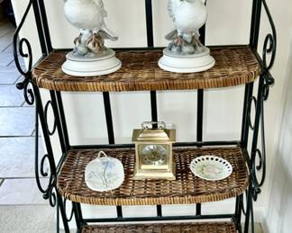Woven wicker stand, White Dove by Andrea, Japan figurines, clock