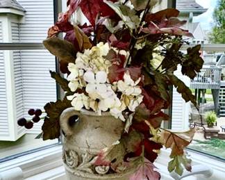 Tall vase with silk flowers