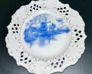 
Antique porcelain windmill plate
