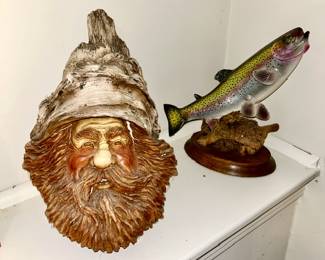 Resin man art, fish figurine