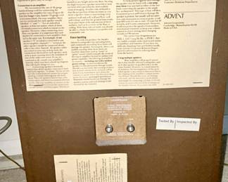 Backview of Advent speakers