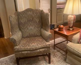 PAIR OF HICKORY CHAIR QUEEN ANN UPHOLSTERED CHAIRS-EXTRA COMFY!