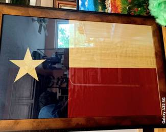 Large Vintage Framed Texas Flag