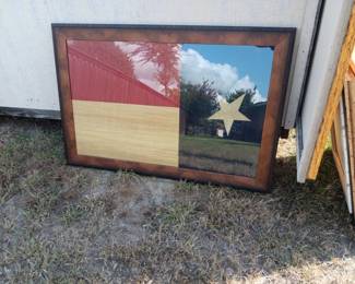 Large Framed Vintage Texas Flag