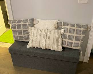 Bench and pillows.