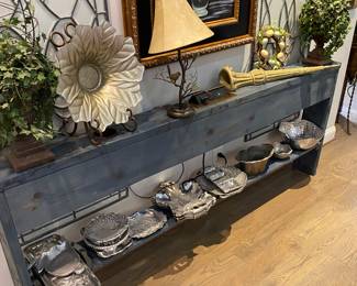 Lots of Arthur Court style metal serving dishes.