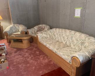 Furniture set (includes couch, two chairs and glass top table)