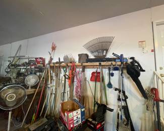 Yard equipment and tools (including two lawn mowers, riding mower and gas push mower)