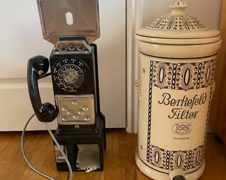 Antique phone and antique Berkefeld water filter (made in Germany).