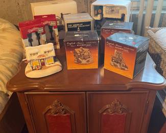 Christmas village and misc furniture