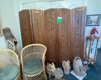Decor misc.  Carved wood room divider (made in Thailand).