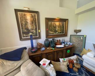 Living/great room furniture and tables (couch and sectional).  Home decor.  Antiques from Thailand.