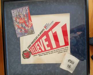 Framed 2004 Memphis Grizzlies playoff game program, game towel and wristband!  $100.