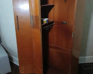 READ CAREFULLY!  This piece is NOT part of the walk-in sale advertised with this listing.  This is a piece I have available at another Midtown Memphis location.  Serious prospective buyers will get a personal viewing any time after the hours of this sale (Fri & Sat after 2:00 and all day Sun.)

Beautiful Art Deco chifforobe with a faux Birdseye Maple finish!  With the door reattached and a little love on the finish, this would be an astounding piece! 30x20x72.  $120.
