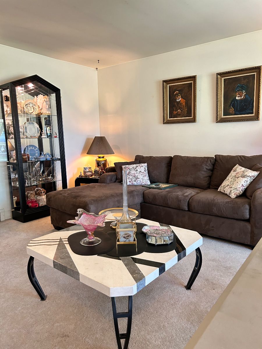 Brown microfiber sectional ( great for a small room)