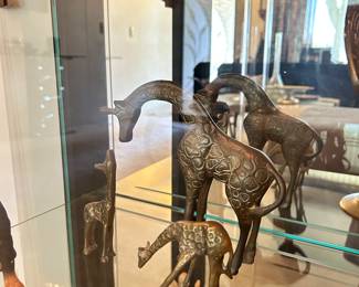 Brass giraffes figurines