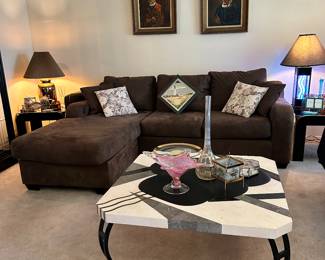 Dark brown Microfiber sectional with chase