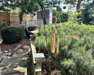Outdoor shepards hook with wind chimes