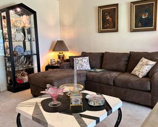 Brown microfiber sectional ( great for a small room)