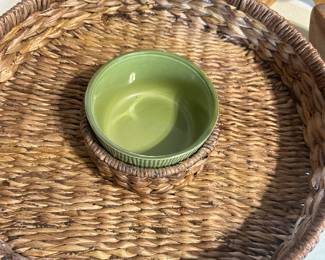 wicker bowl with green bowl