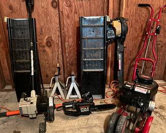 Craftsman blower, craftsman edger, remmington pole saw, car jacks, car ramps, trim rite edger