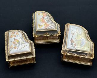  Three Music Box Piano’s Marked Art Of Chokin Westland Co, My Melody Of Love From Japan, And Evergreen