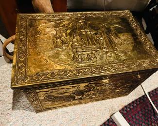 Brass embossed coal box