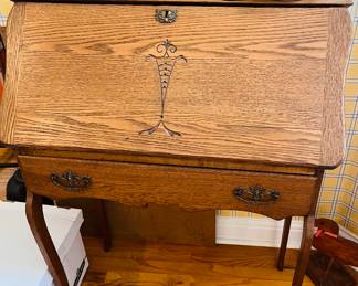 Vintage oak slant front desk