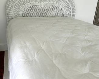 white wicker headboard (queen bed priced separately)