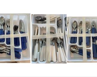 Blue & white handled flatware