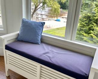 white/cushioned storage bench (2 available)