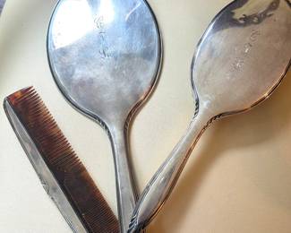 antique sterling dresser set