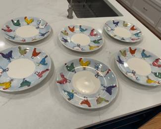 6 Tiffany and Co. Rooster Plates
