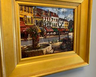 Lovely European Street Scene Painting