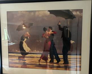 Lovely Framed Lithograph - Dancing in the Rain