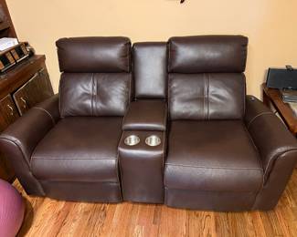 Leather loveseat - theater-style