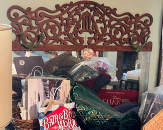 Vintage wall hanging mirror from a twin headboard