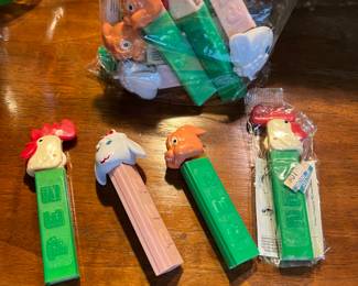 Pez dispensers - some in wrappers! Lamb Chop, bunny and rooster