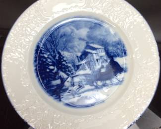 6 BLUE & WHITE TRANSFER WARE