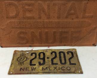 VTG. DENTAL SNUFF SIGN, LICENSE