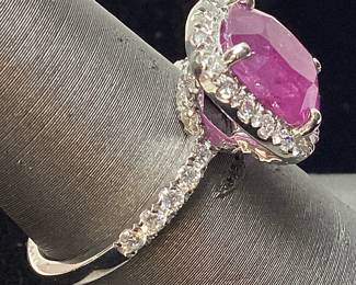 PLATINUM BURMA RUBY & DIAMOND RING, SIZE 7, 4.68cts RUBY, 1.11cts DIAMONDS, 6.3g TOTAL WEIGHT, EXTREMELY RARE BURMESE RUBY G.I.A. CERTIFIED, GGA APPRAISAL $21,680.00