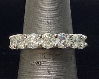 PLATINUM DIAMOND ETERNITY RING, SIZE 6.5, 5.84cts DIAMONDS, 8.6g TOTAL WEIGHT, AIGL APPRAISAL $23,896.00