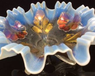 VINTAGE GOOFUS GLASS FLUTED BOWL