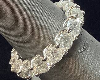 PLATINUM DIAMOND ETERNITY RING, SIZE 6.5, 5.84cts DIAMONDS, 8.6g TOTAL WEIGHT, AIGL APPRAISAL $23,896.00