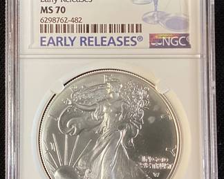 2021 SILVER AMERICAN EAGLES EAGLE LANDING T-2
EARLY RELEASES, GRADED MS70, NGC,